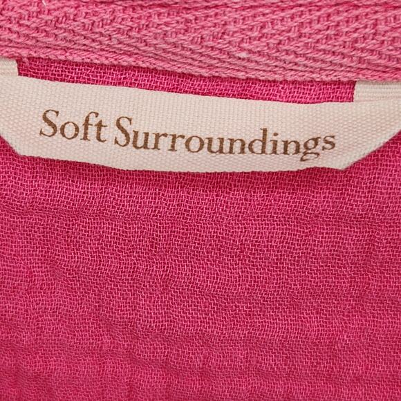 Soft Surroundings Giovinezza Raspberry Pink Slub Cotton Blouse Top Women's XL - Picture 3 of 11